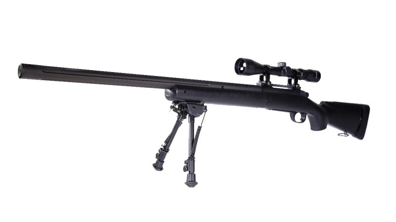 Snow Wolf M24 V1+ Sniper Rifle w/Scope & Bipod, Black